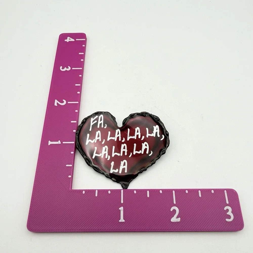 David Wright Designs Brooch Red Heart Brooch Fa la La Christmas Artesian Pin 2